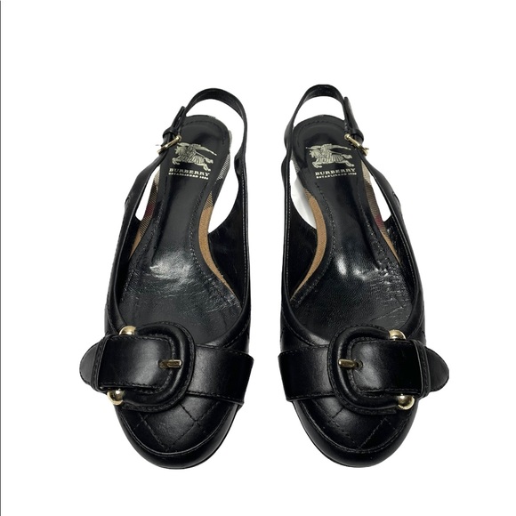 Burberry | Round Toe Slingback Buckle Flats Black 36.5 - Picture 3 of 10